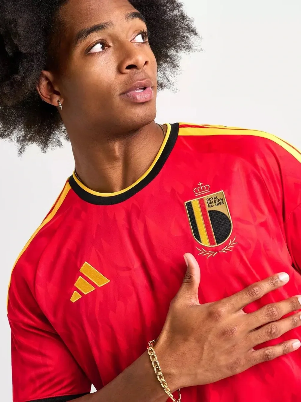 adidas Red Belgium National soccer Team Jersey with Black & Gold Trim